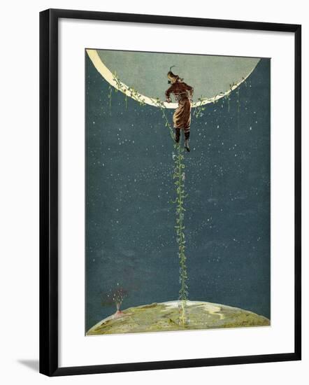 Baron Munchausen Climbs Up to the Moon by Way of a Turkey Bean Plant, from 'The Adventures of…-Alphonse Adolphe Bichard-Framed Giclee Print