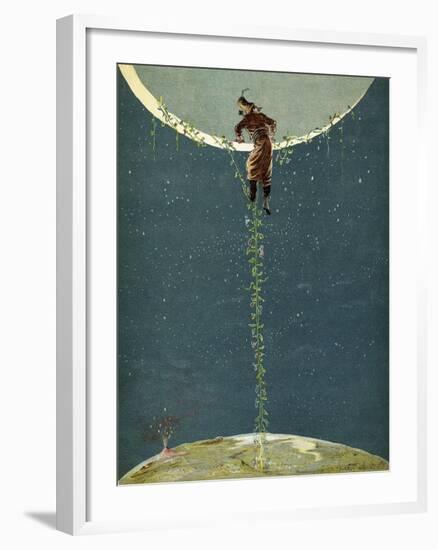 Baron Munchausen Climbs Up to the Moon by Way of a Turkey Bean Plant, from 'The Adventures of…-Alphonse Adolphe Bichard-Framed Giclee Print