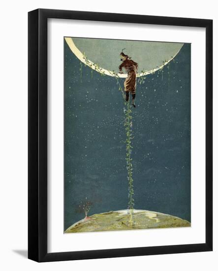 Baron Munchausen Climbs Up to the Moon by Way of a Turkey Bean Plant, from 'The Adventures of…-Alphonse Adolphe Bichard-Framed Giclee Print