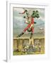 Baron Munchausen Flying over the Enemy Lines on a Cannon Ball-null-Framed Giclee Print