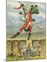 Baron Munchausen Flying over the Enemy Lines on a Cannon Ball-null-Mounted Giclee Print