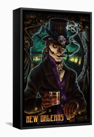 Baron Samedi Voodoo - New Orleans, Louisiana-Lantern Press-Framed Stretched Canvas