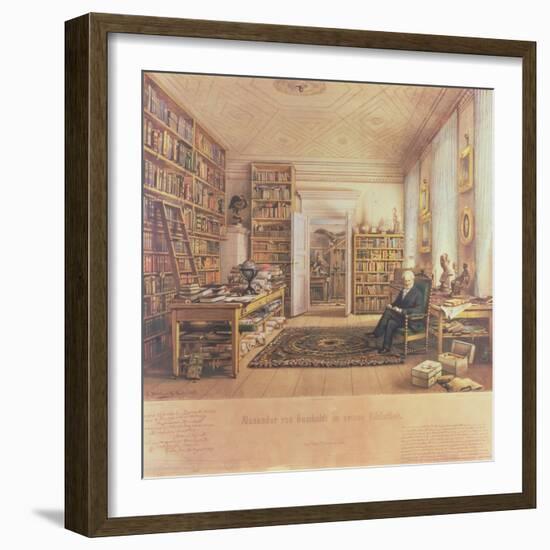 Baron Von Humboldt (1769-1859) in His Library-Eduard Hildebrandt-Framed Giclee Print