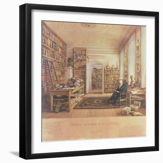 Baron Von Humboldt (1769-1859) in His Library-Eduard Hildebrandt-Framed Giclee Print