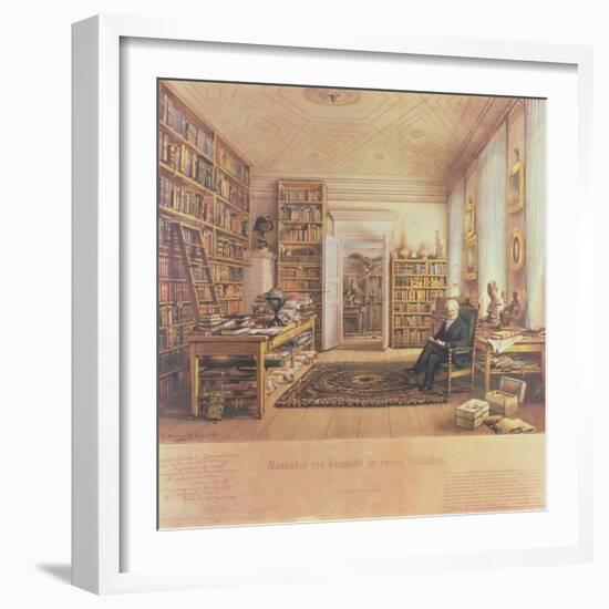Baron Von Humboldt (1769-1859) in His Library-Eduard Hildebrandt-Framed Giclee Print