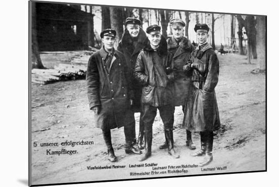 Baron Von Richthofen with Fellow Pilots, Including His Brother Lothar-German photographer-Mounted Giclee Print