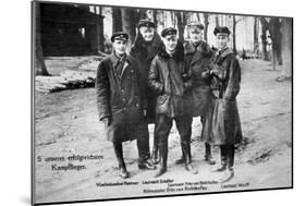 Baron Von Richthofen with Fellow Pilots, Including His Brother Lothar-German photographer-Mounted Giclee Print