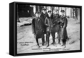 Baron Von Richthofen with Fellow Pilots, Including His Brother Lothar-German photographer-Framed Stretched Canvas
