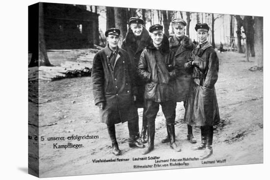 Baron Von Richthofen with Fellow Pilots, Including His Brother Lothar-German photographer-Stretched Canvas