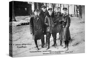 Baron Von Richthofen with Fellow Pilots, Including His Brother Lothar-German photographer-Stretched Canvas