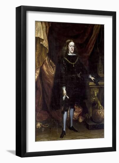 Baroque : Charles II D'espagne, Dit L'ensorcele - Portrait of Charles II of Spain Par Carreno De Mi-Don Juan Carreno de Miranda-Framed Giclee Print