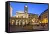 Baroque Fountain and Santa Maria in Trastevere at Night-Stuart Black-Framed Stretched Canvas