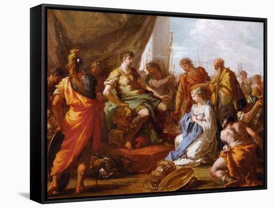 Baroque : La Continence (La Clemence) De Scipion (Publius Cornelius Scipio Africanus, Vers 235-183-Giovanni Antonio Pellegrini-Framed Stretched Canvas