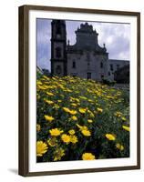 Baroque Style Cathedral and Yellow Daisies, Lipari, Sicily, Italy-Michele Molinari-Framed Premium Photographic Print