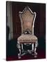 Baroque Style Chair with Upholstered High Back, Carved and Gilt Wood, Soragna Castle-null-Stretched Canvas