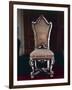 Baroque Style Chair with Upholstered High Back, Carved and Gilt Wood, Soragna Castle-null-Framed Giclee Print