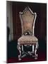 Baroque Style Chair with Upholstered High Back, Carved and Gilt Wood, Soragna Castle-null-Mounted Giclee Print