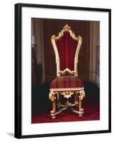 Baroque Style Chair with Upholstered High Back, Carved and Gilt Wood, Soragna Castle-null-Framed Giclee Print