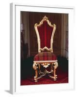 Baroque Style Chair with Upholstered High Back, Carved and Gilt Wood, Soragna Castle-null-Framed Giclee Print