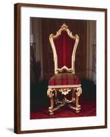 Baroque Style Chair with Upholstered High Back, Carved and Gilt Wood, Soragna Castle-null-Framed Giclee Print