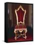 Baroque Style Chair with Upholstered High Back, Carved and Gilt Wood, Soragna Castle-null-Framed Stretched Canvas