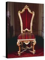 Baroque Style Chair with Upholstered High Back, Carved and Gilt Wood, Soragna Castle-null-Stretched Canvas