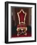 Baroque Style Chair with Upholstered High Back, Carved and Gilt Wood, Soragna Castle-null-Framed Giclee Print