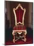 Baroque Style Chair with Upholstered High Back, Carved and Gilt Wood, Soragna Castle-null-Mounted Giclee Print