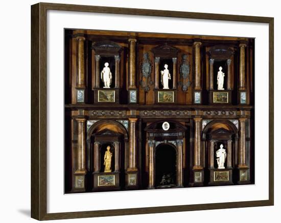 Baroque Style Wood and Walnut Root Lombard Double Cabinet also known as Lucini Passalacqua Cabinet-Pier Francesco Mazzucchelli-Framed Giclee Print