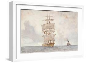 Barque and Tug, 1922-Henry Scott Tuke-Framed Giclee Print