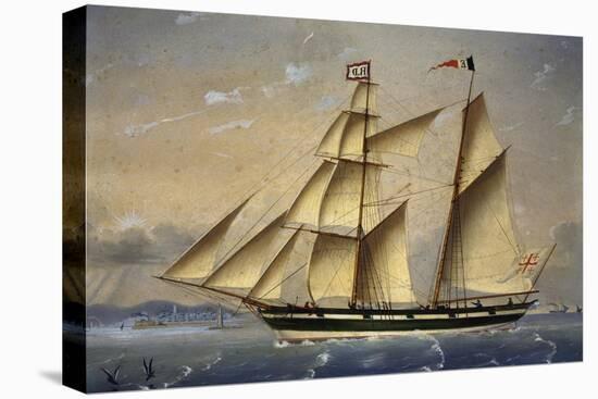 Barquentine with Flag of Holy Land, 1849-Louis Renault-Stretched Canvas