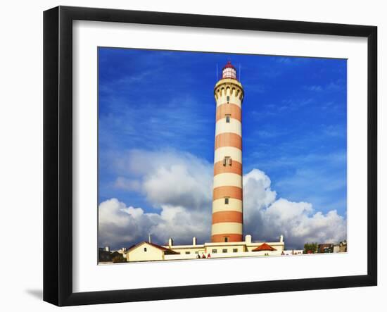 Barra Lighthouse, Costa Nova, Aveiro with Large Clouds-Terry Eggers-Framed Photographic Print