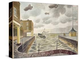 Barrage Balloons Outside a British Port-Eric Ravilious-Stretched Canvas