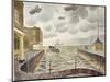 Barrage Balloons Outside a British Port-Eric Ravilious-Mounted Giclee Print