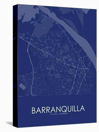 Barranquilla, Colombia Blue Map-null-Stretched Canvas