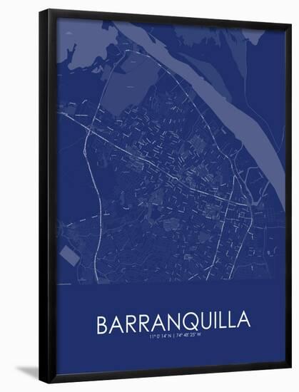 Barranquilla, Colombia Blue Map-null-Framed Poster