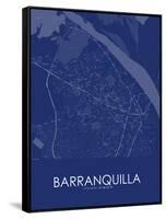 Barranquilla, Colombia Blue Map-null-Framed Stretched Canvas