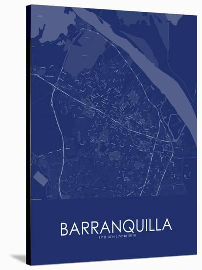 Barranquilla, Colombia Blue Map-null-Stretched Canvas