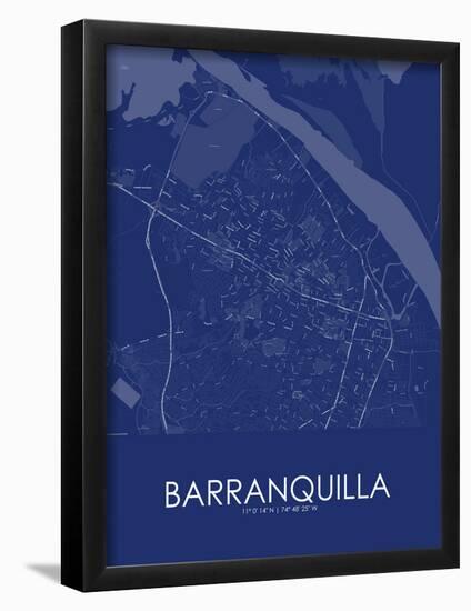 Barranquilla, Colombia Blue Map-null-Framed Poster