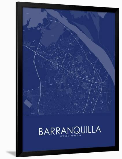 Barranquilla, Colombia Blue Map-null-Framed Poster