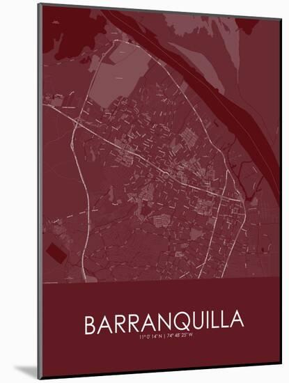 Barranquilla, Colombia Red Map-null-Mounted Poster