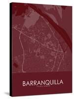 Barranquilla, Colombia Red Map-null-Stretched Canvas