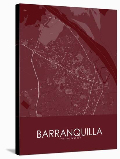 Barranquilla, Colombia Red Map-null-Stretched Canvas