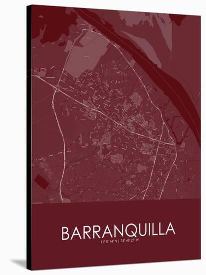 Barranquilla, Colombia Red Map-null-Stretched Canvas