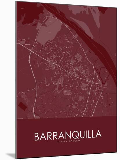 Barranquilla, Colombia Red Map-null-Mounted Poster