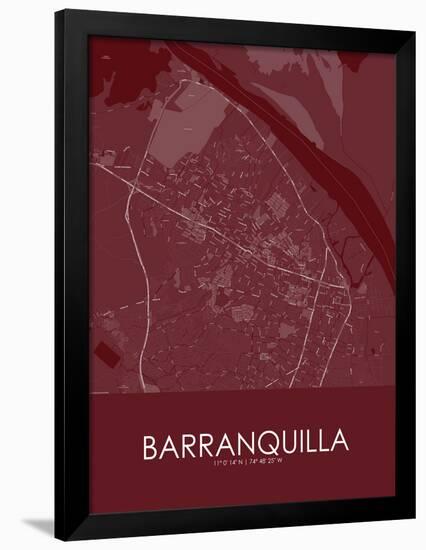 Barranquilla, Colombia Red Map-null-Framed Poster