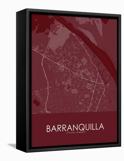 Barranquilla, Colombia Red Map-null-Framed Stretched Canvas