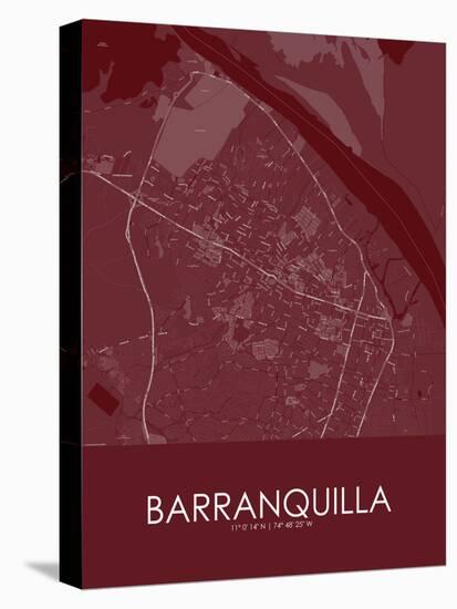 Barranquilla, Colombia Red Map-null-Stretched Canvas