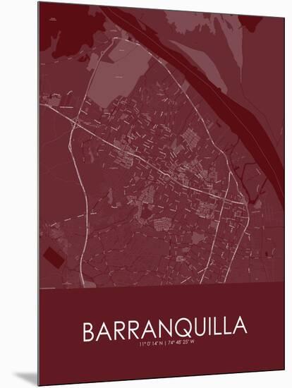 Barranquilla, Colombia Red Map-null-Mounted Poster