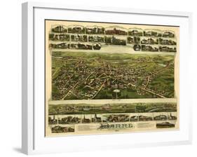 Barre, Massachusetts - Panoramic Map-Lantern Press-Framed Art Print